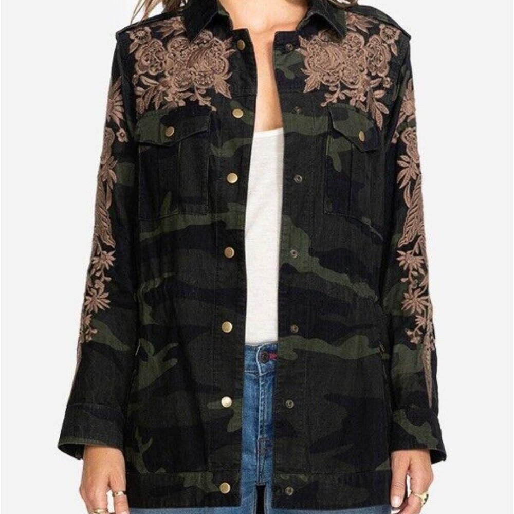 JOHNNY WAS WORKSHOP MILOQUI DRAWSTRING MILITARY COAT-SIZE SMALL